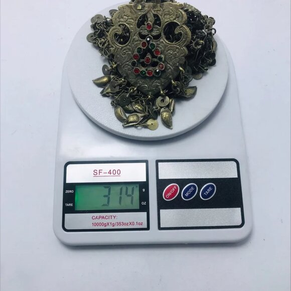 Kuchi Silver Vintage Multilayers Bib Necklace With Dangling Massive Pendant - Picture 8 of 8